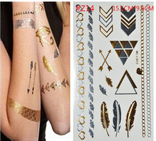 Hot flash tattoo body art gold temporary tattoo bracelet golden tatoo metallic sex products henna tatuagem taty