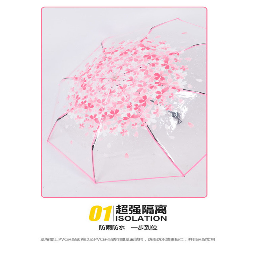 Dw135 мода розовый цвет вишня прозрачный утолщенной сверхлегкий творческий складной зонт зонтик