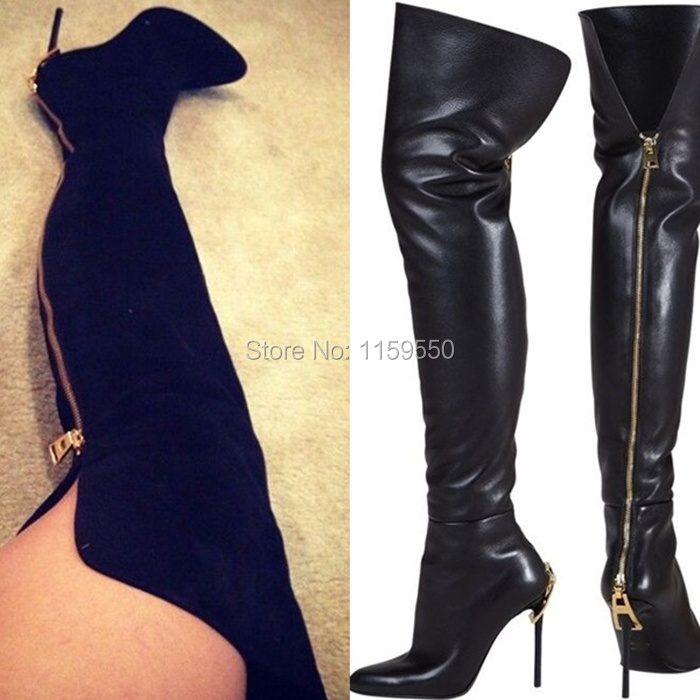 Thigh High Boots With Back Zipper - Yu Boots