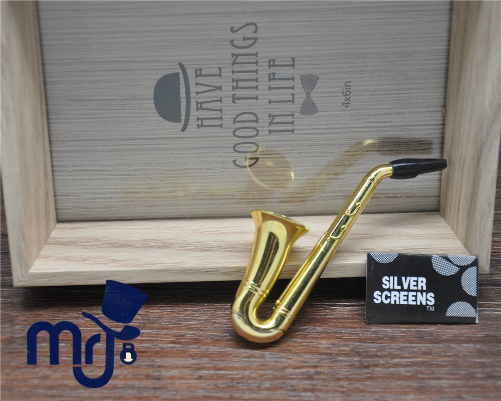 Wholesale Saxophone Metal Smoking Pipe +Metal Screen; Tobacco Pipe