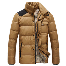 2015 New Men Winter Duck Down Coat Casual Warm Outdoors Cotton-Padded Overcoat Fashion Map Pattern Men Winter Jacket 13M0207