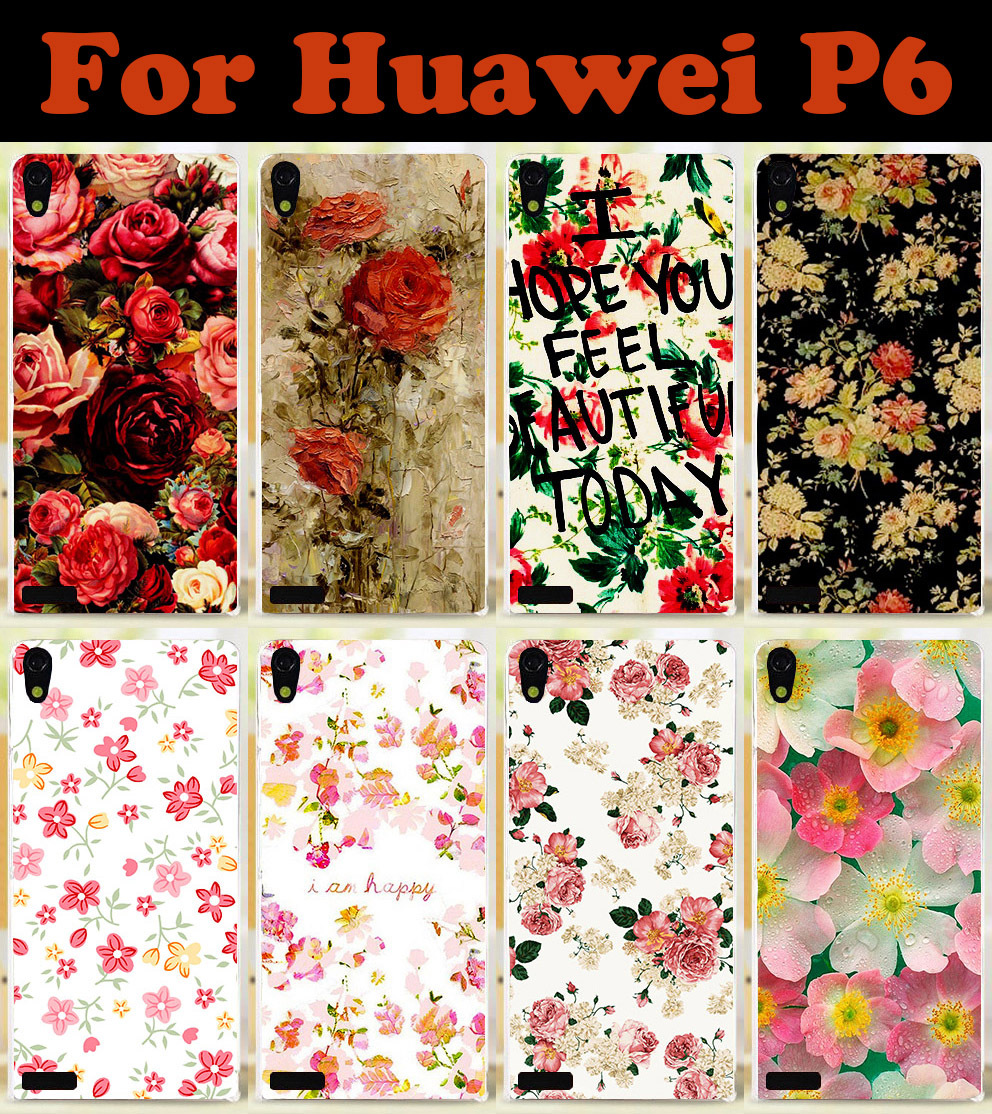 2015 Colorful Rose Peony Flowers Transparent side mobile cell phone case hard Back cover Skin Shell