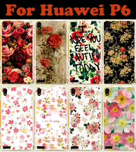 2015 Colorful Rose Peony Flowers Transparent side mobile cell phone case hard Back cover Skin Shell for Huawei Ascend P6