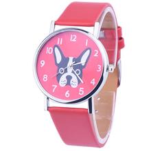 Newly Design Cute Dog Cartoon Watch Fashion Leather Band Quartz Wrist Watches Best Gift 160224