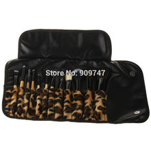 12 PCS Pro Makeup Brush Set Cosmetic Tool Leopard Bag Beauty Brushes foundation brush kits