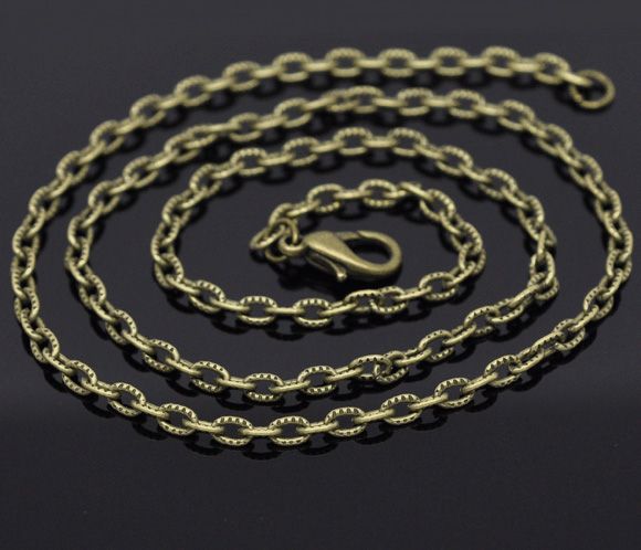 Antique Bronze Lobster Clasp Textured Link Chain Necklaces 4 5x3mm 24 sold per pack of 12