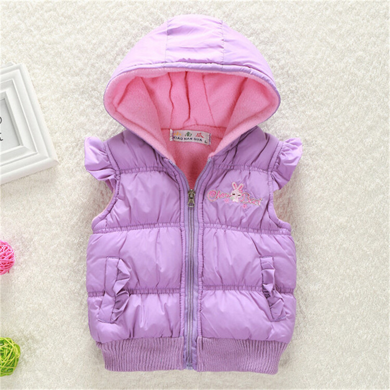 2015 children winter Outerwear Coats Cartoon Girls vest hooded vest Kids windbreaker Jacket 100% cotton coats baby warm vest