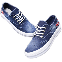 2016 new denim canvas shoes flat fashion trendy comfortable women casual shoes with platform rubber soles loafers free shipping