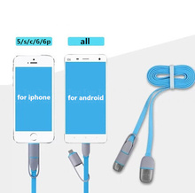 High quality Micro usb 8pin USB 2 in 1 Sync Data Charger Cable for iPhone 5s