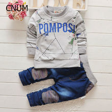 2016 brand new Boys clothing set kids sports suit children tracksuit boys long shirt + pants gogging sweatshirt casual clothes
