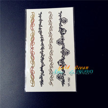 1PC Beautiful Party Decoration Flash gold tattoo stickers YF-162 women henna romantic rose Vine design body arm temporary tattoo