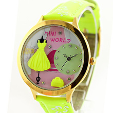 2015 Mini palabra de cuarzo DIY 3D vestido de fluorescencia de la arcilla del polímero relojes mujeres Girl Dress reloj Brithday regalo del Festival MN016