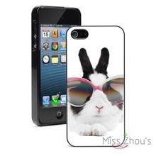 Bunny Rabbit With Glasses Protector back skins mobile cellphone cases for iphone 4/4s 5/5s 5c SE 6/6s plus ipod touch 4/5/6