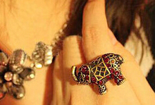 Hot Sale Elephant Animal Rings for Women Unique Ruby Rings Fine Jewelry