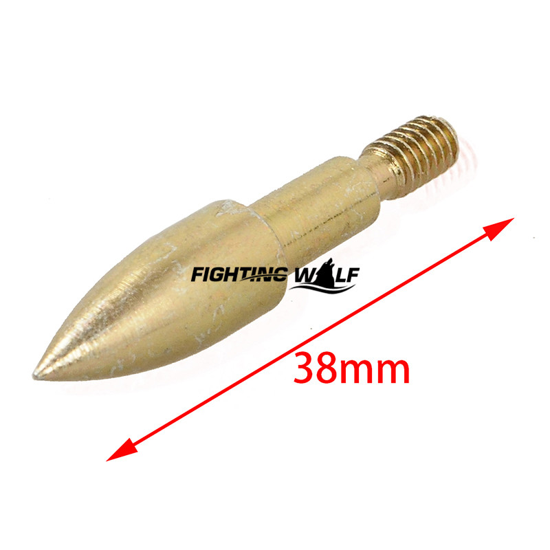 6PCS Bow and Arrow Hunting Broadheads 100 Grain Bullet Shape Golden 3 8cm Arrowhead Tip for