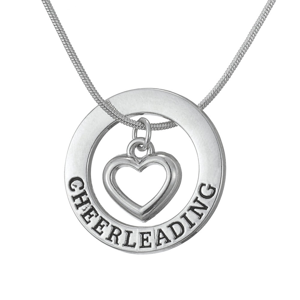 Drop-Shipping-Cheerleading-Affirmation-Washer-Heart-Love-Pendant-Cheerleader-Cheer-Cheering-Necklace-Teen-Girls-Birthday-Gift