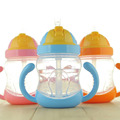 280ml Cute Baby Cup Drinking Straw Kids Children Learning Silicone Milk Nibbler Safe Feeding Bottle Handle