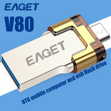 EAGET V80 Pendrive 16G 32G 64G Encryption Metal USB Flash Drive USB2.0 Stick OTG Smartphone Pen Drive Micro Storage Memory Stick