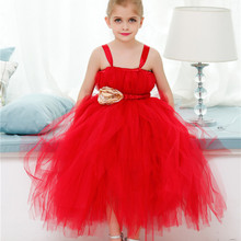 1-14T Baby Girls Red Tulle Tutu Dress Kids Party Pageant Wedding Bridesmaid Christmas Dresses Princess Flower Girl Dresses