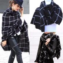 202x74cm Women Warm Large Tartan Scarf Shawl Blanket Wraps Pashmina Stoles Oversized Winter Scarves