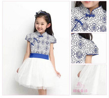 2016 Girls Summer Dress Children Dress Princess Dress Foreign Trade Short-sleeved Girls Clothes Chinese Style Cheongsam