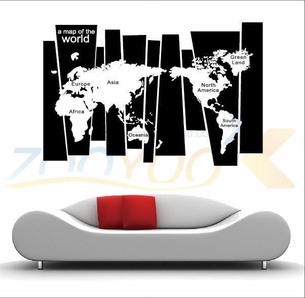 world map stickers living room home decor wall decals zooyoo8120