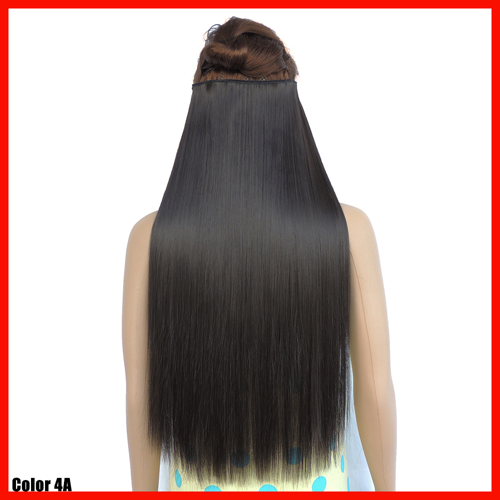 24 inch kanekalon synthetic hair extensions hairpieces straight 5 clip in hair extension long black brown hair pieces hairpiece