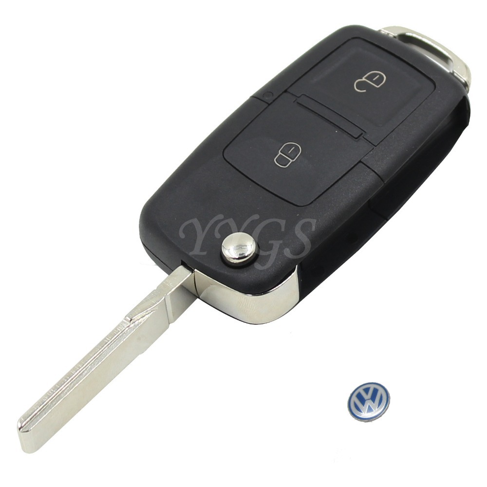 2 Buttons Remote Flip Folding Car Key Shell Case Fob For VW Volkswagen Golf Passat Polo Jetta Touran Sharan Bora With logo