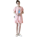 2016 Summer Maternity Clothing For Pregnant Women Clothes Pink Black Soft Ruffles Cartoon Maternity Dress Wear
