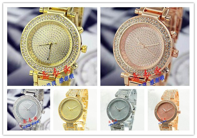 New Luxury Brand Gold alloy Geneva Watch Women Watches Men Clock Digital Diamond quartz watch Casual