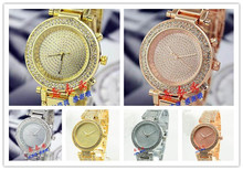 New Luxury Brand Gold alloy Geneva Watch Women Watches Men Clock Digital Diamond quartz watch Casual