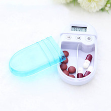Portable Grid Intelligent Electronic Timing Pill Case Alarm Timer Pills Reminder Storage Box High Quality