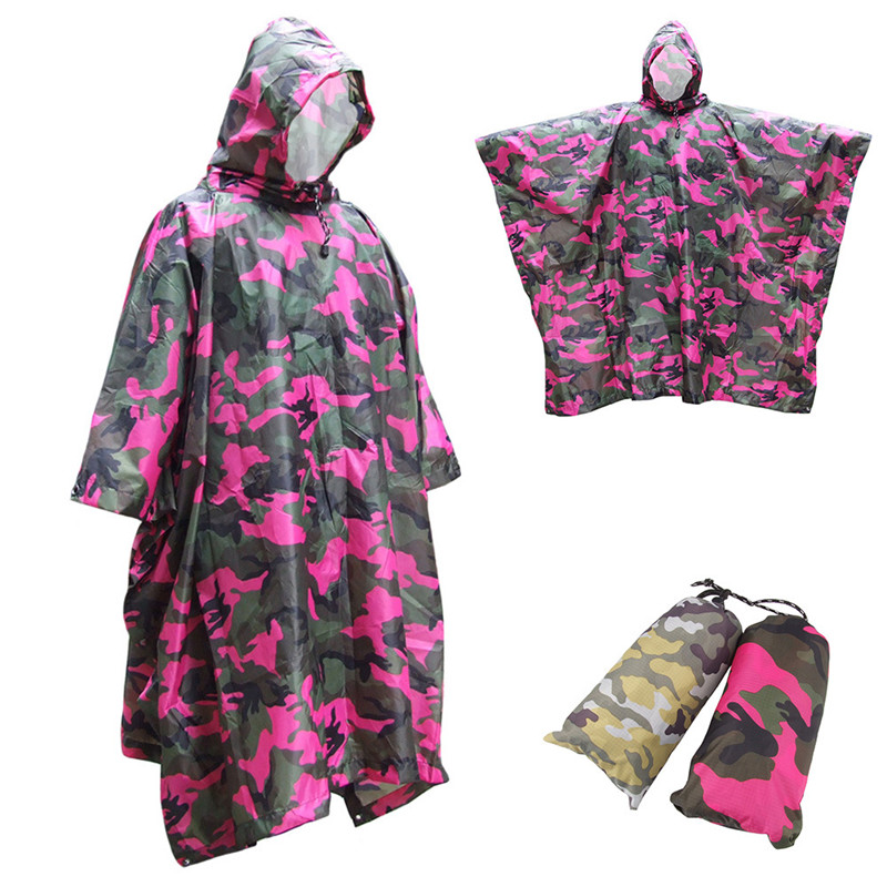 New Hot Outdoor Travel Ultralight Multifunction Rose Camouflage Raincoat Tent Triple Canopy Ground Cloth Poncho Camping Mat