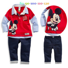 2015 new Baby boys 2pcs set autumn mickey full sleeve T-shirt+Pants bebes wear infants&kid’s costumes children clothing 803A