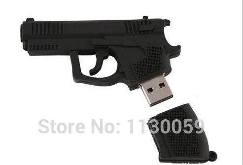 Wholesale cool mini weapon hand gun pendrive USB Flash Drive thumb memory stick u disk pen 1GB-64GB cartoon gift/ souvenir S19