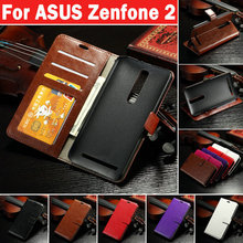 Vintage Wallet PU Leather Case for ASUS Zenfone 2 5.5inch with Stand and Card Holder Phone Bag Luxury Flip Cover Brown White