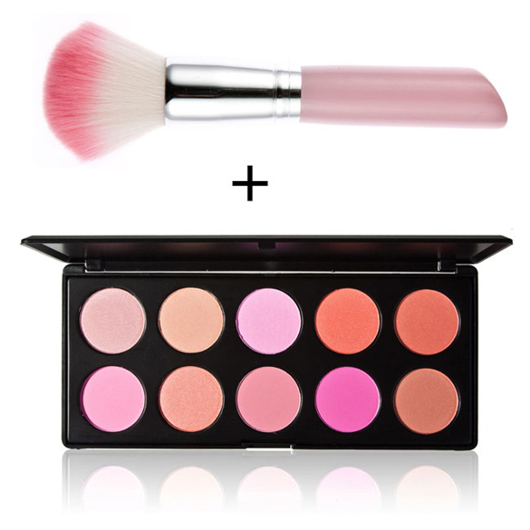 2015 New Arrival New Pro 10 Color Contour Face Powder Makeup Concealer Blush Palette Brush F