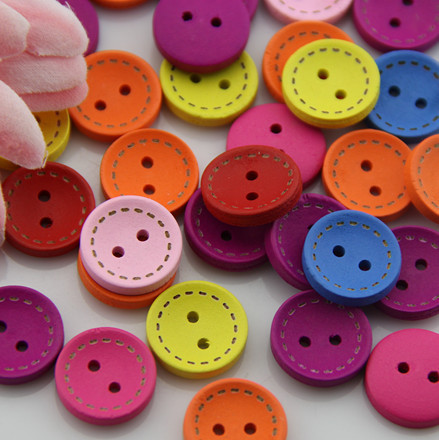 100pcs Colorful Flatback DIY Wooden Buttons Sewing...