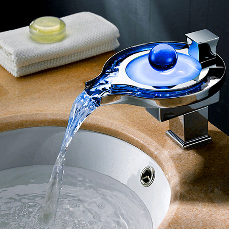 Newest Led Faucet Bathroom Basin Faucet Brass Chromed led Waterfall Taps Water Power Basin led Mixer 3 Colors Change Led Tap Newest Led Faucet Bathroom Basin Faucet Brass Chromed led Waterfall Taps Water Power Basin led Mixer 3 Colors Change Led Tap