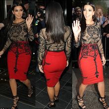 2015 Sexy Club vestidos Women’s Bodycon Party Bandage oversize Bodysuit Lace patchwork Red Wedding cocktails DRESS