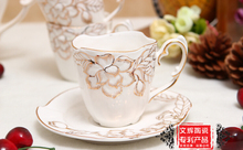 28 pieces luxurious European style coffee cup set with flat dinner plate coffee tea cup kit