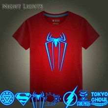 Kids clothes summer sport t shirt night lights outerwear teenage noctilucence shirt Boys short-sleeve Children’s Clothing Tops