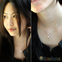 Women s Fashion Cross Zircon Copper Chain Pendant Necklace Jewelry 1QRT