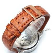 Promotion Alligator Leather Watchband men Watch Accessories 20mm 21mm 22mm folding steel buckle deployment Silver Blue straps