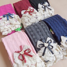 Free shipping 2015 fashion girls leggings thick winter pants baby legging lace candy colors princess fleece lined kids pants