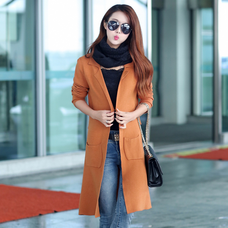2015 new women's elegant cardigans autumn winter style womens sweaters fashion long knitted clothing knitwear oversized 1112110D