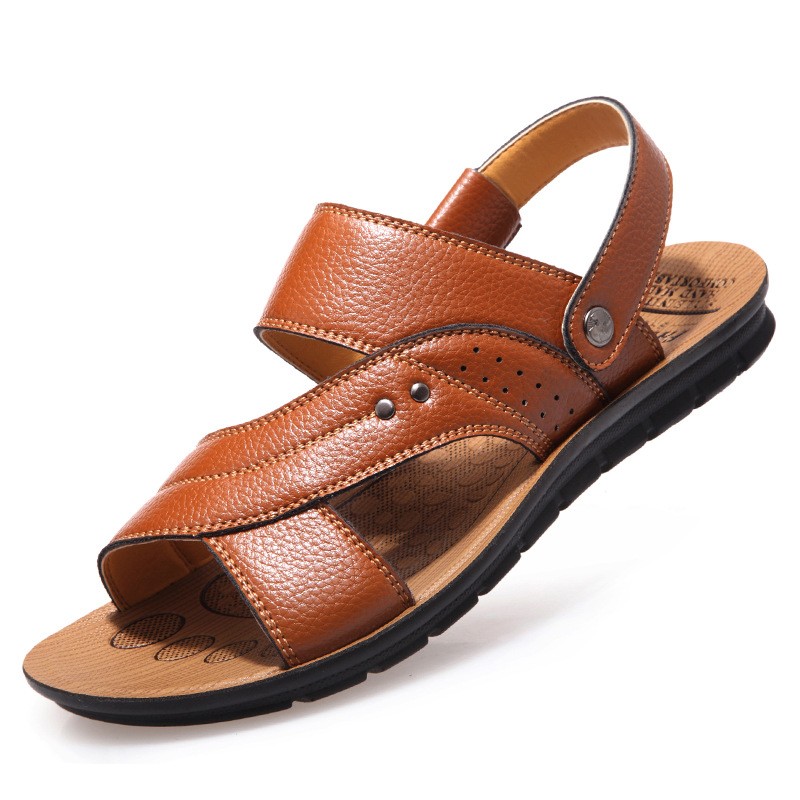 Wholesale Men Sandals Genuine Leather Summer Shoes Men Beach Shoes