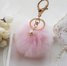 Fur Ball Keychain — FREE SHIPPING 12 Colors Big Bag Handbag Charm Fur Ball Pom Pom Plush Keyring Key Chain #1775960