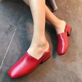 2017 Spring Hot Sell Sweet Candy Color Women Slip On Low Heels Square Close Toe Shoes