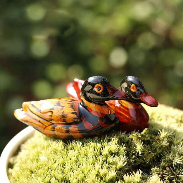 MandarÃn pato de madera de animales en miniatura de hadas jardÃn ...